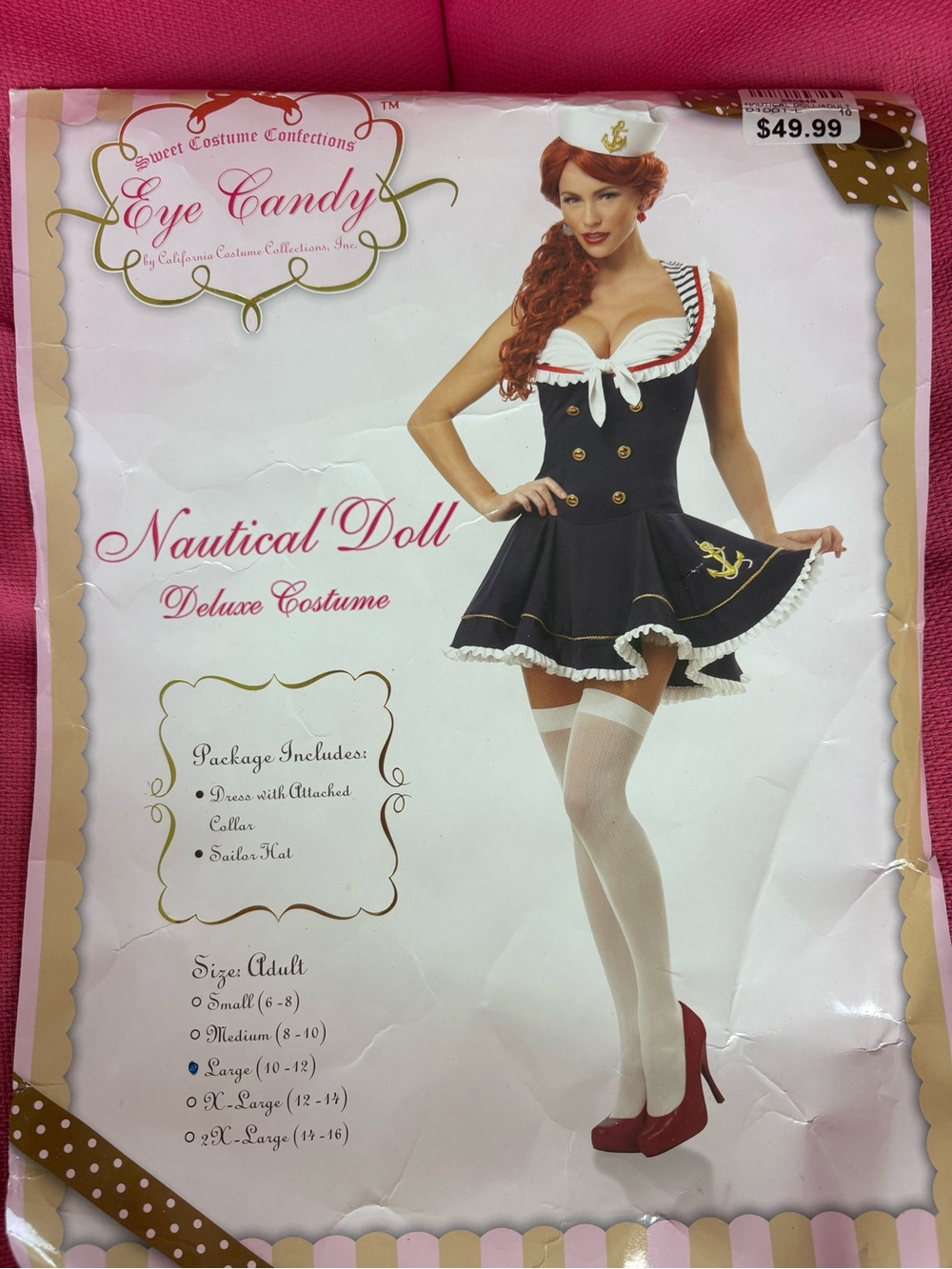 California Costumes Navy, White & Gold Nautical Doll Women’s Sailor Hat Costume